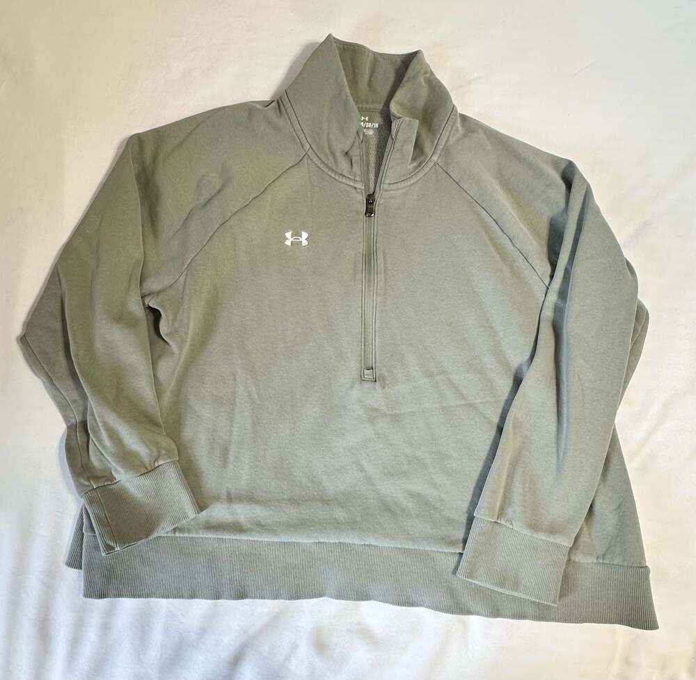 Under Armour Women's Rival Fleece Half Zip Pullover Sweatshirt Green Size 1X